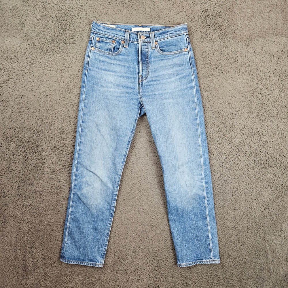 Levis Premium Wedgie Straight Jeans Womens 25 High Rise Blue Denim
